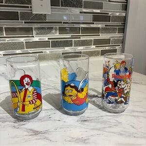 Vintage McDonald’s drinking glasses cups Ronald McDonald Birdie & Peter Pan